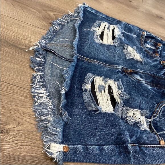 One Teaspoon Junkyard Distressed Blue Jean‎ Skirt Size 25 - Picture 4 of 15